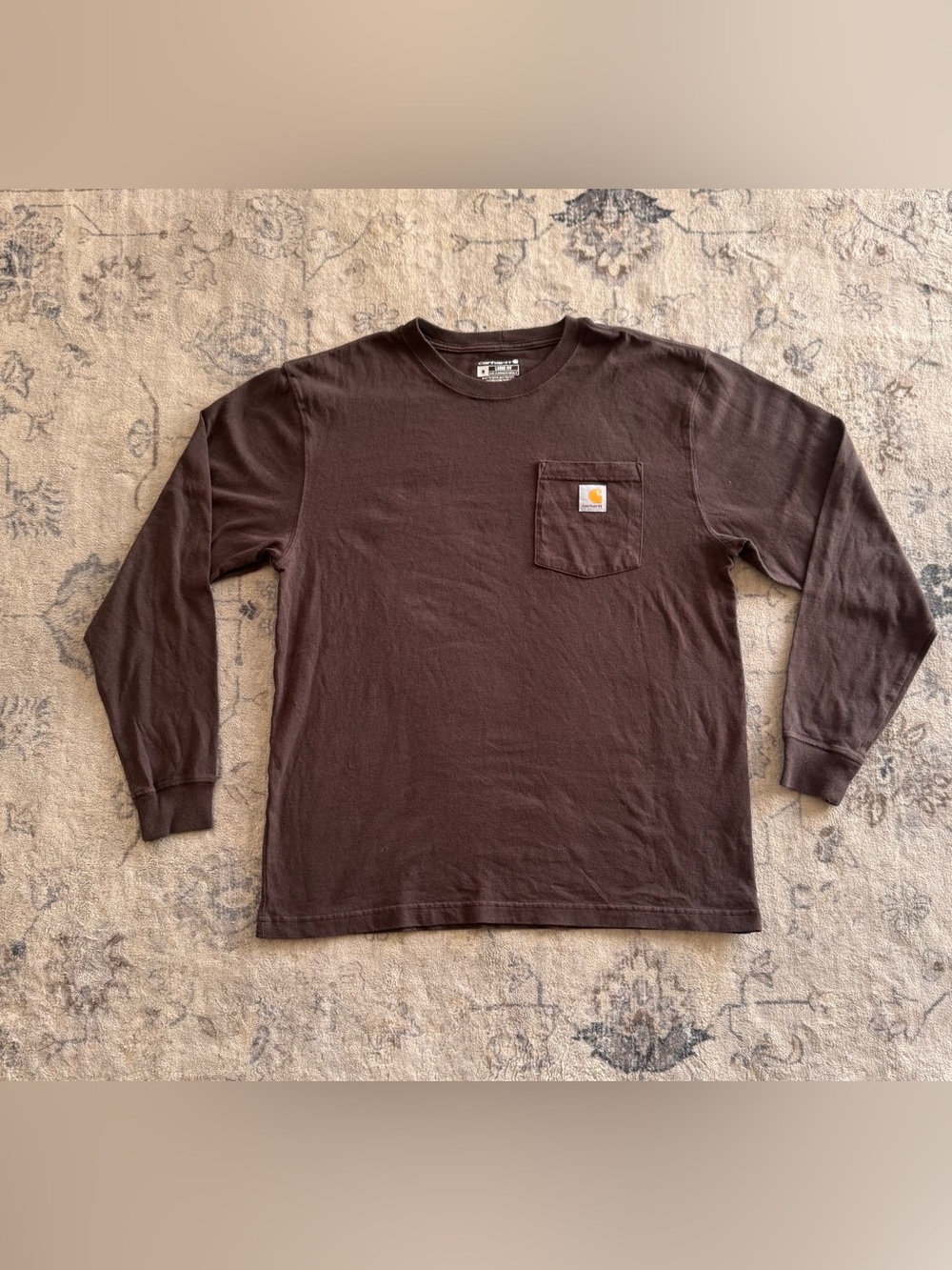 Carhartt Brown Long-Sleeve Loose Fit Pocket Tee